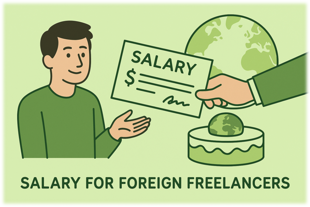 Illustration showing salary and payment options for foreign freelancers working with Estonian companies.