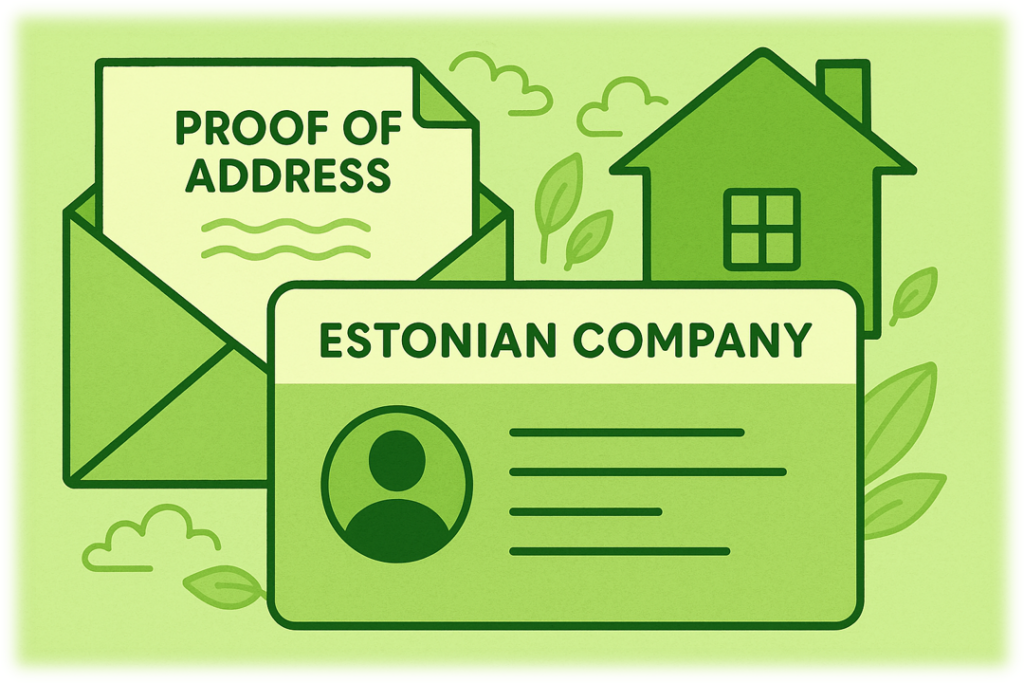 Alt tag: Document example representing proof of address for an Estonian company registration or compliance.