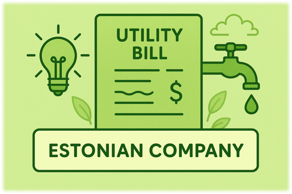 Sample utility bill used as proof of address for an Estonian company.