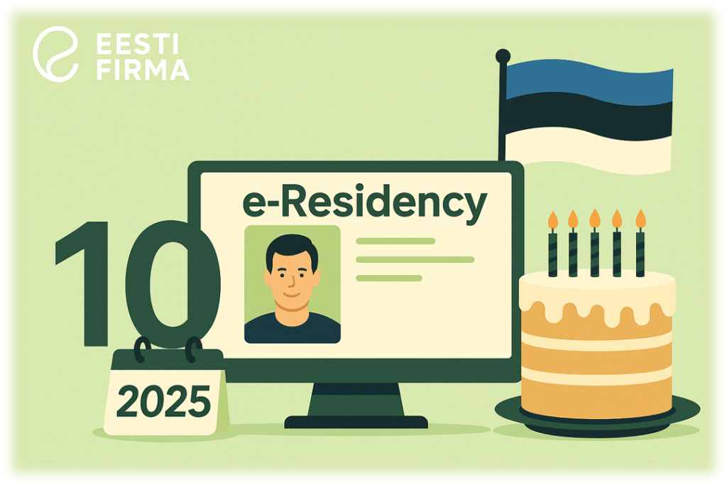 Visual celebrating 10 years of Estonia’s e-Residency program and its future outlook in 2025