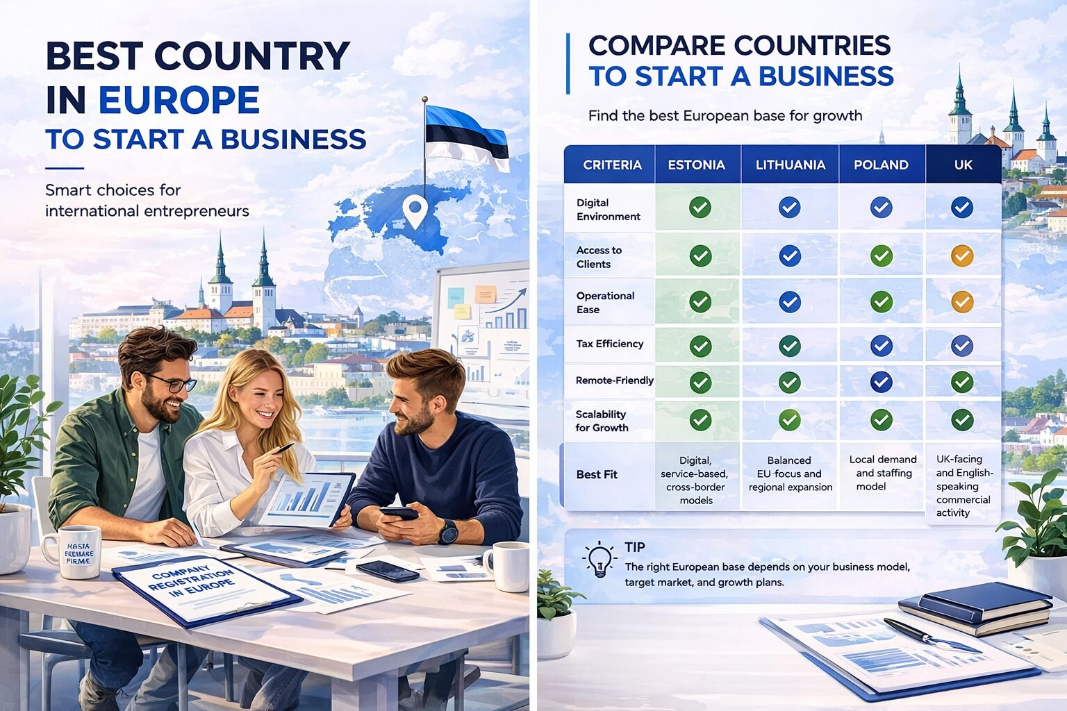 Rahvusvahelised ettevõtjad planeerivad äri alustamist Euroopas, kaaludes Eestit võimaliku baasina